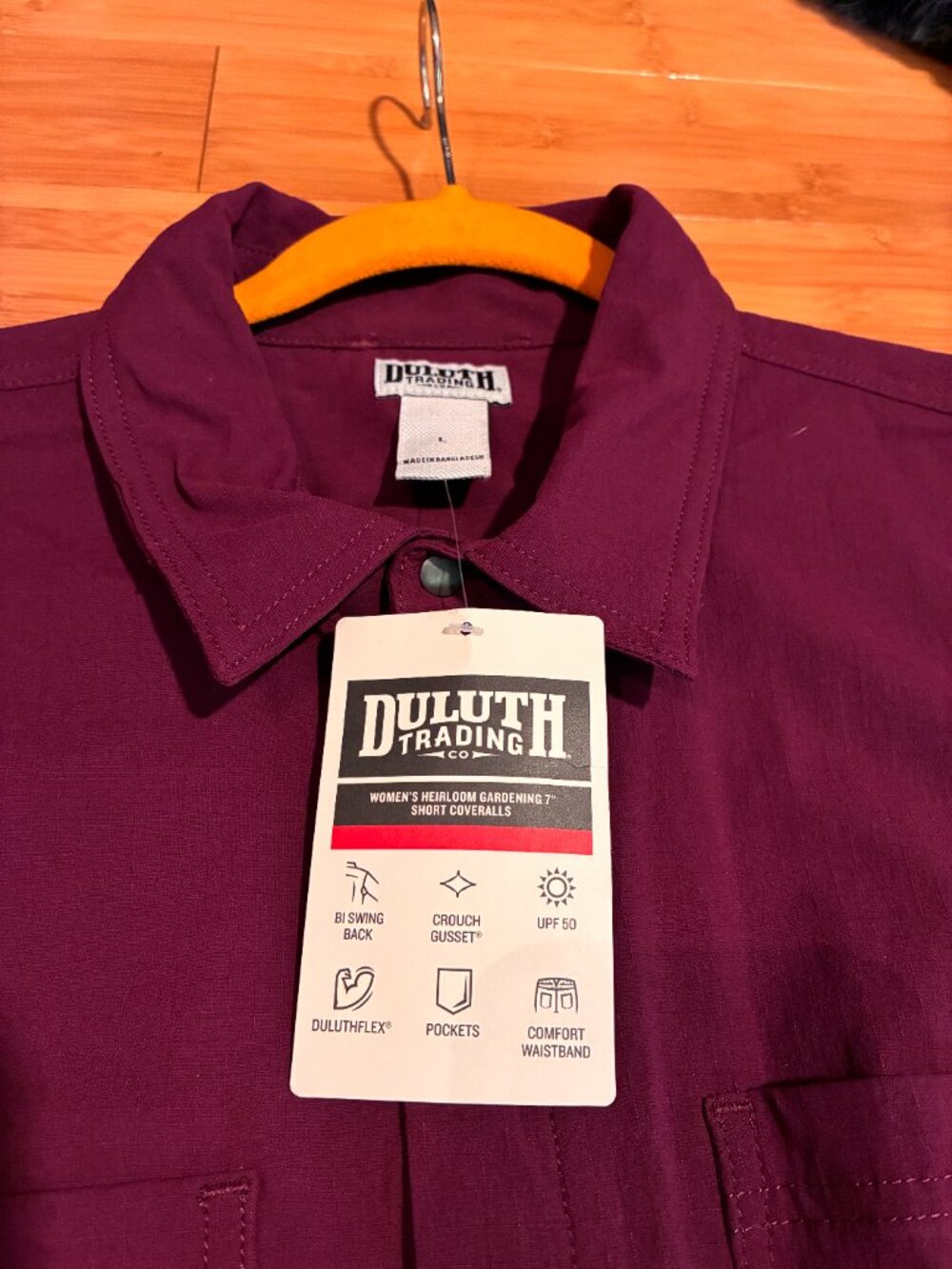 Duluth Women's Heirloom Gardening 7" Short Coveralls Purple Jumpsuit NWT - Picture 2 of 6